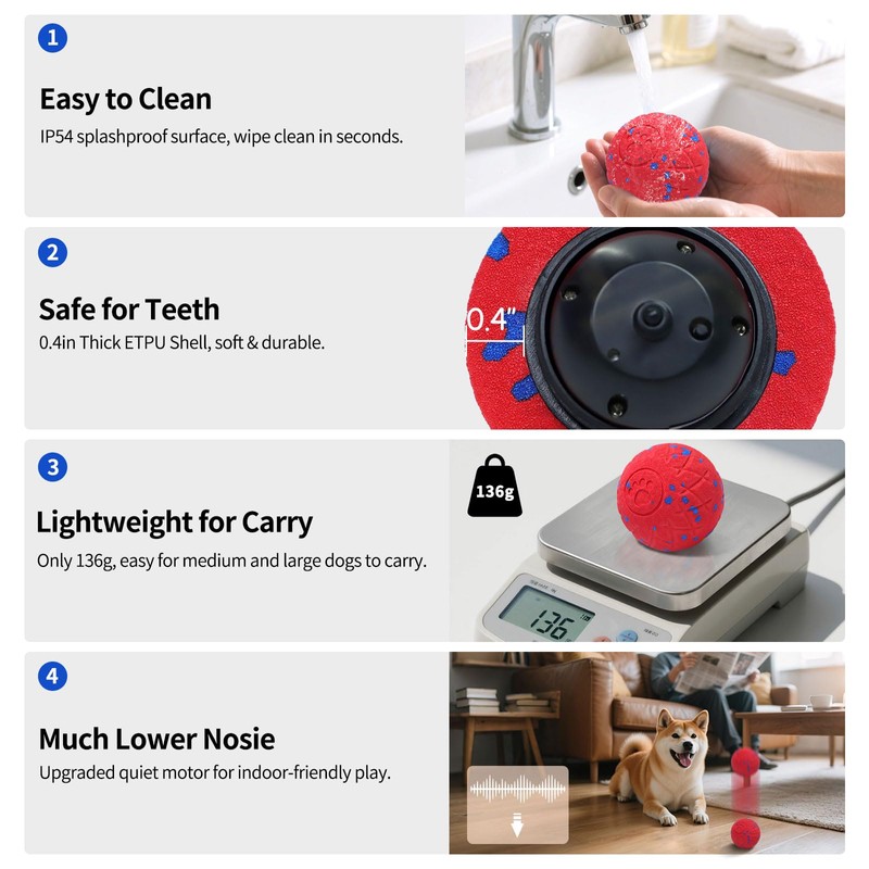 SCHITEC Smart Interactive Dog Toy Ball – Automatic Moving &