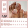 SINHOT Pink Press on Toenails Glossy Fake Toe Nails Glue