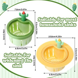Honeydak 2 Pcs Cactus Sink Drain Strainer Automatic Pressing Dumping Sink Filter Basket Kitchen Waste Collector Filter Plastic Multi-Functional Lifting Catcher Stopper Net Kitchen Accessories for Home