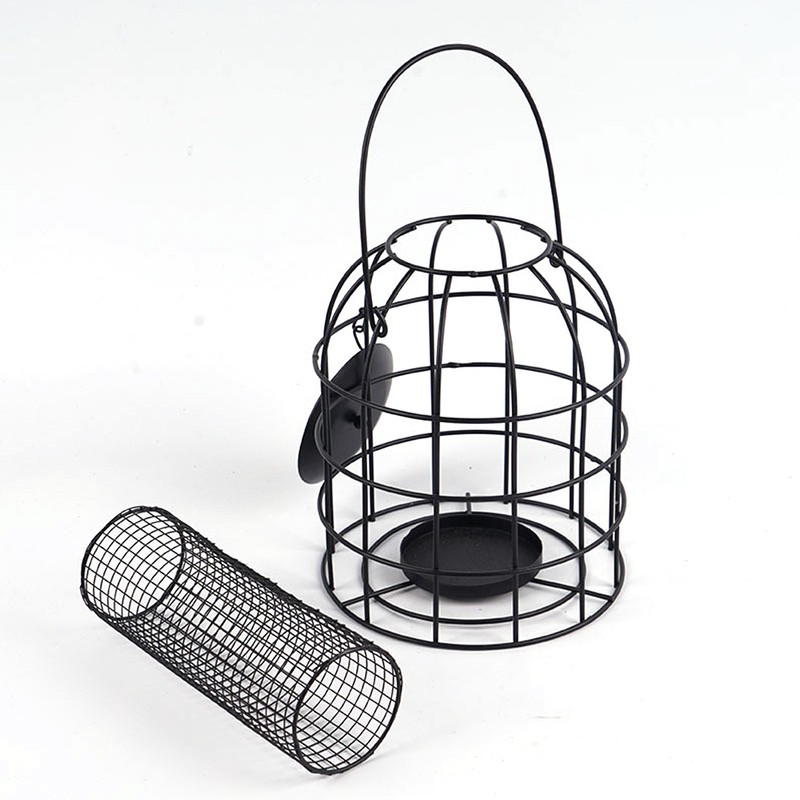 Iron Cage Bird Feeder Metal Bird Food Dispenser Hanging Feeding