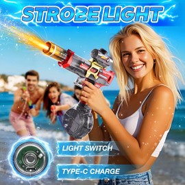 Electric Water Gun for Adults and Kids, Super Blaster Pistol with Flame Effect, High Capacity, 26FT Long Range, Summer Pool, Backyard and Beach Toy (Black)
