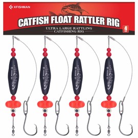 XFISHMAN Catfish-Rig-for-Bank-Fishing-Catfishing-Tackle-Floats-with-Rattler-Santee Cooper Rig Equipment(Black-2.5 inch)