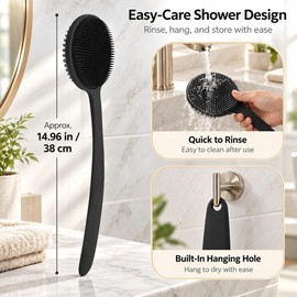Silicone Back Scrubber Brush for Shower – Long Handle Double-Sided Design for Everyday Body Cleansing
