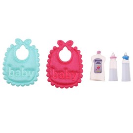 5Pcs/Set 1/12 Miniature Baby Bottles Bibs Dollhouse Nursery Accessories, DIY Doll House Kit