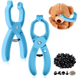 Hualleko Safety Eyes Tool - Safety Eye Crochet Tool with 50pcs Black Crochet Eyes, Auxiliary 5-30mm Safety Eye Snapper Tools for Crocheting/Amigurumi & Stuffed Animals