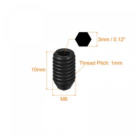 sourcing map Ball Point Set Screws, 20pcs M6 x 10mm High Carbon Steel Metric Spring Hex Socket Grub Screw
