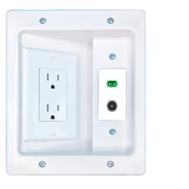RiteAV SC-APC-SX TOSLINK Recessed Wall Plate Cable Concealer Management Kit with Power Outlet Hides Cords and Cables