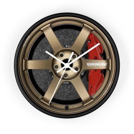 Unbranded TE37 Rays Wheels/W Brembo Wall Clock, Volk Racing Garage Wall Clock, Volk Rays - Black, 10"