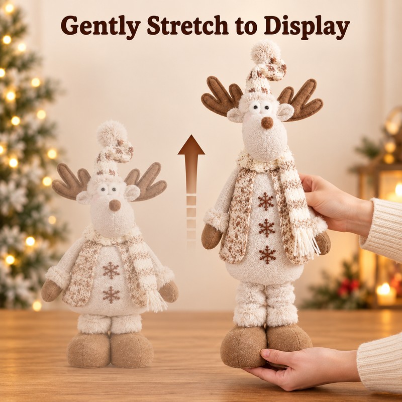 Christmas Snowman Stretch Doll – Creative Knitted Elk Doll for