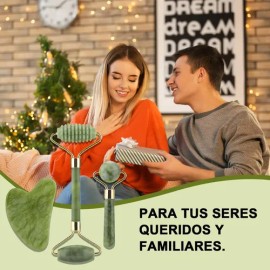 3pzs Rodillo De Jade Masajeador Para Facial Masaje Guasha                                                                                             