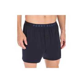 Perry Ellis Men’s Tailored Soft Luxe Solid Boxer Briefs Underwear - Lightweight Stretch Fabric with Supportive Fit - Comfortable Everyday Men’s Underwear, Navy, Large
