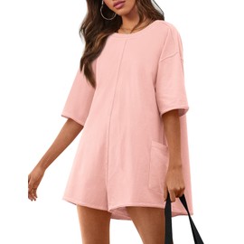 Yousify Women Romper Jumpsuits for Women Vacation Outfits Womens Rompers for Summer Maternity Clothes Pink XL