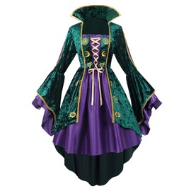 NSPSTT Sanderson Sisters Disfraces Vestido de bruja de talla grande Disfraces de Halloween Mujer 2025, Talla M