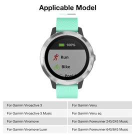 Watch Strap for Garmin Vívoactive 3,20mm Wristband Compatible with Garmin Venu/Venu sq/Vívomove 3/Forerunner 245/645 Music (S, Teal)