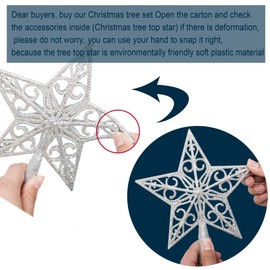 6ft White Christmas Tree, Xmas Tree Artificial Christmas White Trees with 1005 Branch Tips and Decorations(1pcs Top Star, 2set 200 Tips Battery Boxes Powered,Pencil Christmas Tree Holiday Decorations