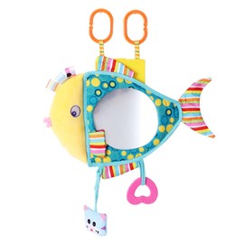 Infant Stroller Car Hanging Toy Cute Crib Bed Plush Baby Pushchair Comfort Toy with Mirror