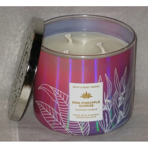 Bath & Body Works, White Barn 3-Wick Candle w/Essential Oils - 14.5 oz - 2022 Spring Scents! (Pink Pineapple Sunrise)
