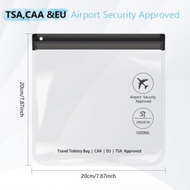4 x pcs TSA-Approved Clear Toiletry Bags | 20x20 cm Waterproof Airport Security Liquid Bags for Airport Hand Luggage | Travel Essentials Bags for Women & Men| Holiday Accessories