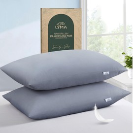 LYMA Bedding Pillow Cases 2 Pack, Ultra Soft Breathable Housewife Cover, OEKO-TEX Certified, Nanoplush Double Brushed Quick Dry Pillowcases, Envelope Closure Wrinkle Fade Resistant 50x75CM, Light Grey