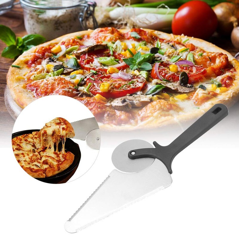 Pizza Spatula Stainless Steel Pizza Peel Multifunctional 2-in1 Pizza Cutter