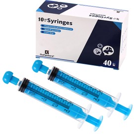 Gufastoe Pack of 40 10 ml Syringes with Protective Caps for Industrial or Animal Feed (Blue)