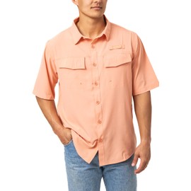 Realtree Men's Short/Long Sleeve Performance Tech Vented UPF 40+ Sun Protection Fishing Shirts (US, Alpha, 5X-Large, Regular, Regular, Orange)