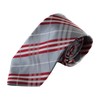 Mens Silver & Red Plaid Striped Patterned 8cm Neck Tie