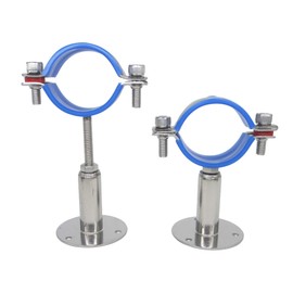 Stainless Steel Height-Adjustable Pipe Clamp - Wall/Ceiling Mounting for 51 mm to 57 mm Pipes, Heavy Duty Rustproof Pipe Bracket with Mounting Material, Set of 2