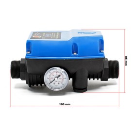 Wiltec Pressure Switch SKD-5 230 V 1-Phase up to 10 Bar, Pressure Monitor with Dry Run Protection for Domestic Waterworks and Pumps, Reliable Pump Control
