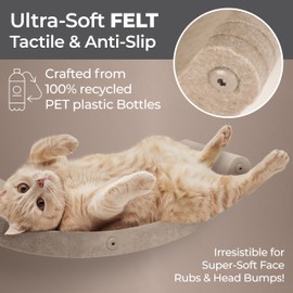 Cat Wall Hammock by Pryde Pets, Perch and Cat Shelf for Wall - 100% PET Felt, Sustainable - Modular Floating Shelf for Cats, Indoor/Outdoor Cat Furniture (Oatmeal)