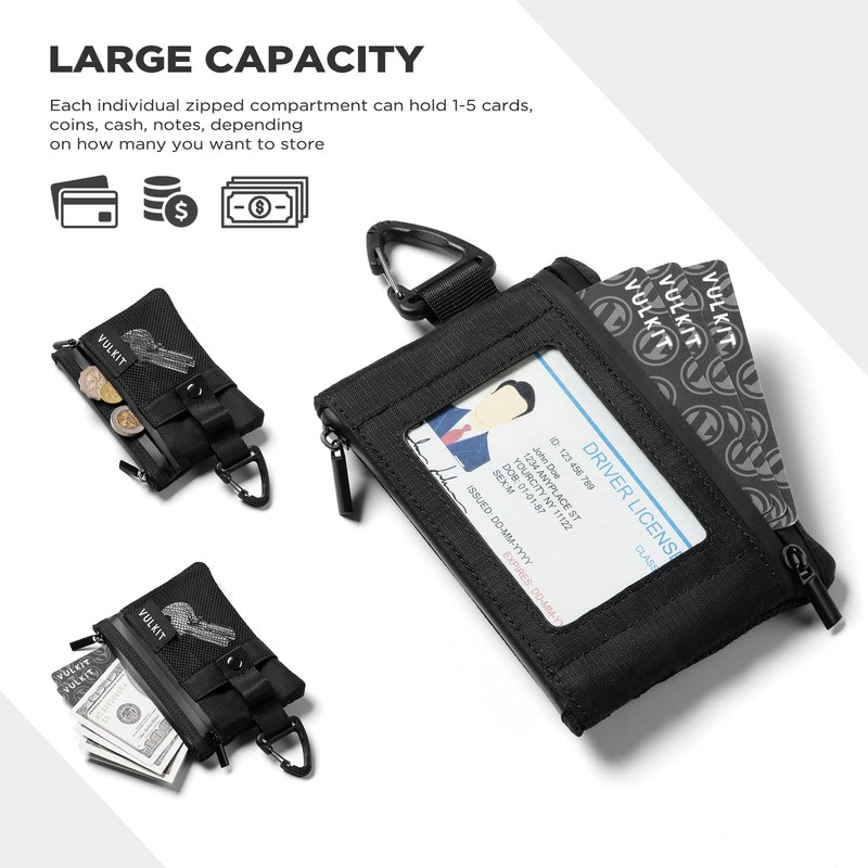 VULKIT Minimalist Small Wallet with ID Window, RFID Blocking Card