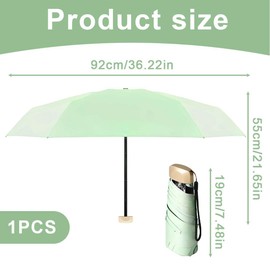 NHQZ 1 Stück Mini Sonnenschirm,Reise-Regenschirm,Mini Regenschirm,Regenschirm Mini,Tragbarer Taschenschirm Für Männer Und Frauen,Geeignet für Regen oder Sonnenschein, Leicht und Kompakt,Hellgrün