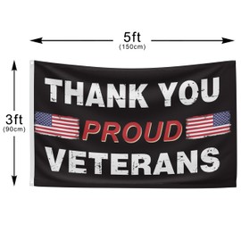 Thank You Veterans Flag 3x5 Ft Double Sided Black American Flag, US Veteran Day Patriotic Flag Patriotic Yard Outdoor Decoration Party Supplies House Flag Polyester Outdoor Decor with Brass Grommets