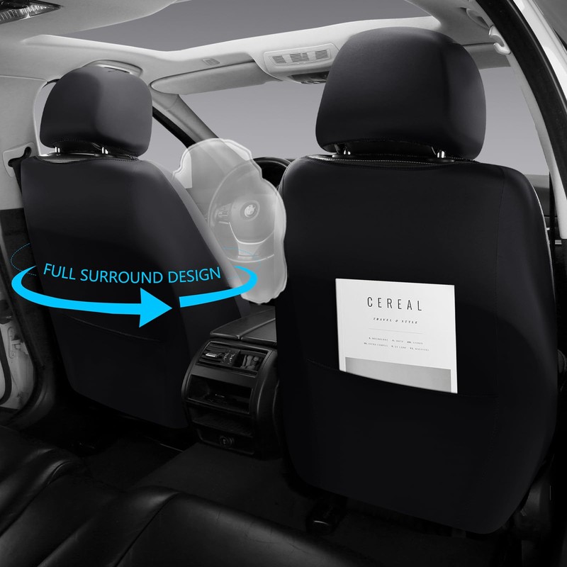 GEEYONTEK Premium Leather Car Seat Covers Full Set,Universal Fit for