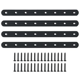 Sayayo Metal Brackets for Wood Mending Joining Plates Flat Straight Brace Sleeper Brackets, 4MM Thickened Stainless Steel Matte Black, 4 Pcs, EJ300X25B-4P(300 x 25MM)