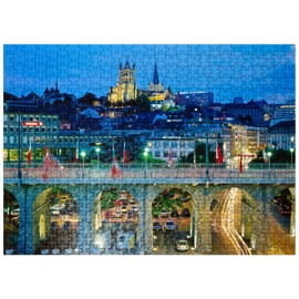 MyPuzzle Old Town with Notre-Dame Cathedral, Lausanne, Canton Vaud, Switzerland - Premium 500 Piece Jigsaw Puzzle for Adults
