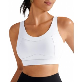 RUNNING GIRL High Impact Sports Bras for Women,Racerback White Bra Workout Crop Tank Tops Longline Sports Bra Push up(WX2667 White,S)