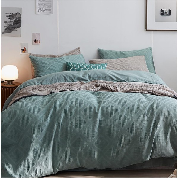 Lanqinglv Bed Linen 135 x 200 cm Cornflower Blue Waffle