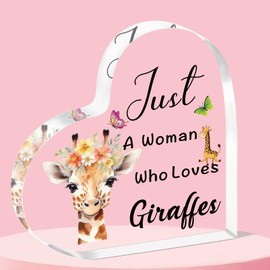 QMVMV Funny Giraffe Acrylic Plaque Gifts Animal Lover Gift Just A Woman Who Loves Giraffes Giraffe Lover Gift For Women, Who Loves Giraffes Acrylic Plaque