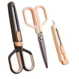 NestCozy All Purpose Scissors with Cover, Utility Knife Cap, Teflon Non-Stick Shears for Fabric, Leather, Sewing, Quilting, Art DIY, Home Office (Pack of 2) (Red & Blue)