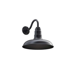 Steel Lighting Co. Topanga Barn Light | Outdoor Wall Mounted | Farmhouse Garage Light Made in America | 14 inch Dome | 11 inch Gooseneck | Matte Black Exterior/Matte Black Interior