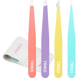 Triko Pinzas profesionales para depilar, cuidado y belleza personal | Juego de pinzas de depilación de acero inoxidable de diferentes puntas para cuidado facial (Multicolor)