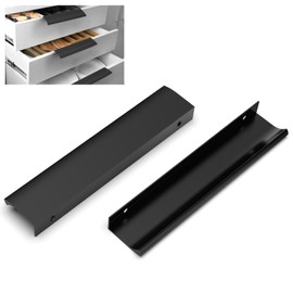 FURNIWARE Drawer Pulls, Pack of 10 Finger Edge Pull Concealed Handle, 160 mm Hole Center Concealed Kitchen Cupboards Drawers Pull - 200 mm Total Length, Matt Black