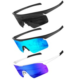 OUKEMAX Polarized Sport-Sunglasses-Men Cycling Sunglasses: Running Sun Glasses UV Protection Golf Fishing 3packs