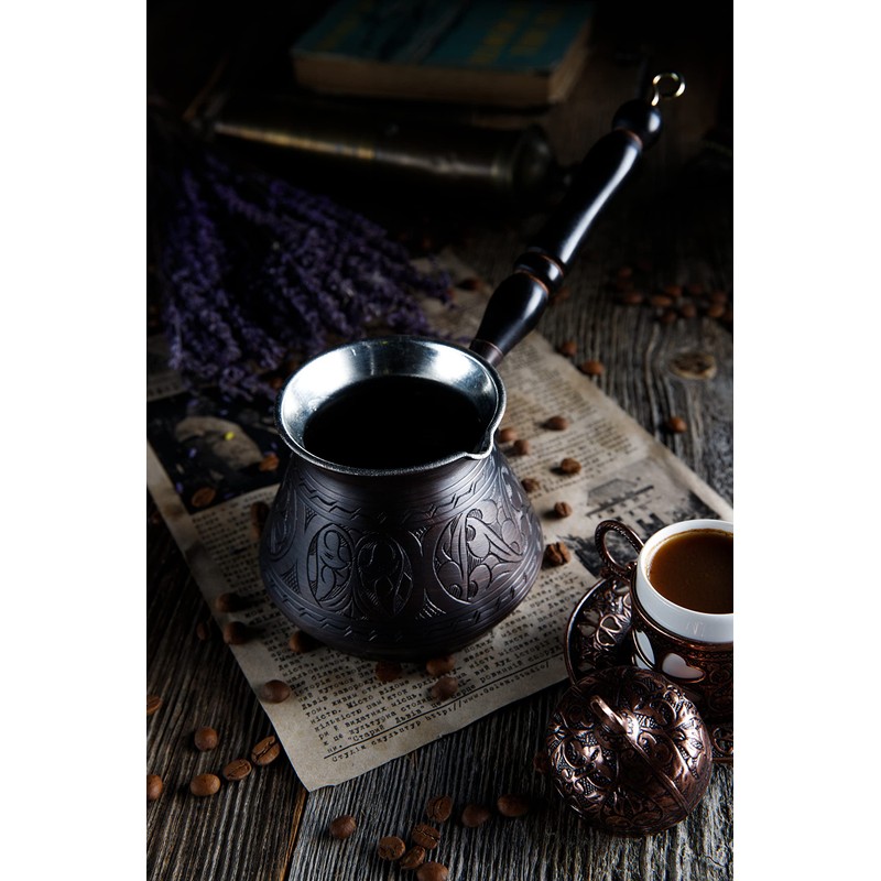 DEMMEX Thickest Copper Turkish Greek Arabic Coffee Pot, Stovetop Coffee