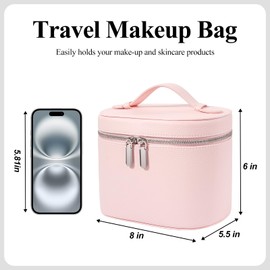 honitty Makeup Bag, Travel Make up Case with Compartments and Handle, Portable Cosmetic Organizer Bags,Toiletry Bag for Women