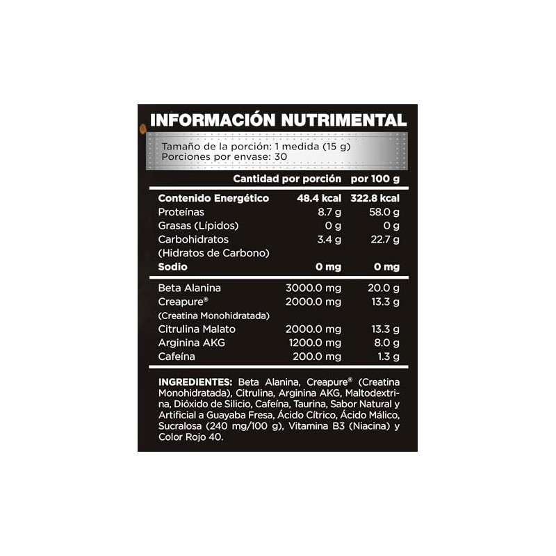 Bunker Nutrition - Missile Pre-workout - 450 g (30 porciones)