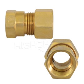 Highcraft D66S-1238-OM Compression x Female Reducing Adapter Pipe Fitting 1/2" OD. COMP X 3/8" FIP Lead-Free Brass