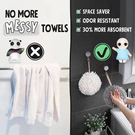 Sophie & Panda Fuzzy Ball Hand Towels (Value Pack of 3) New Triple Color Hand Towel Collection - Creative Bath Towel Set Dry Instantly with These Bathroom Towels (3-Pack White, Creamy & Brown)