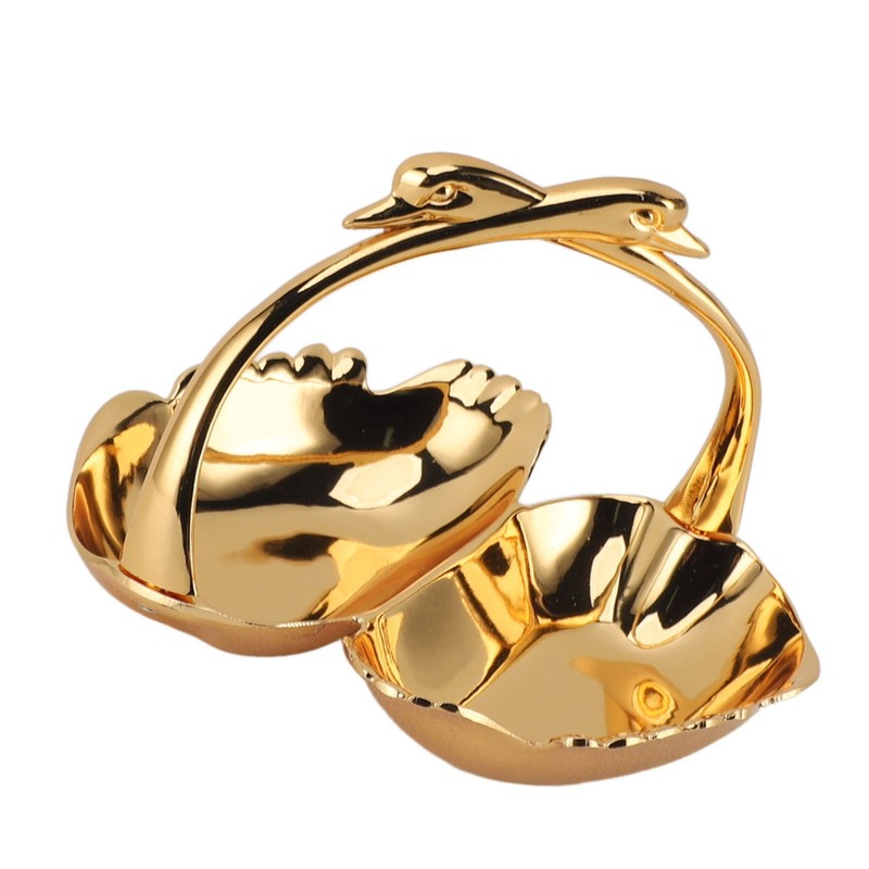 Double Fruit Plate Zinc Alloy Dual Fruit Tray Decorative Fruit